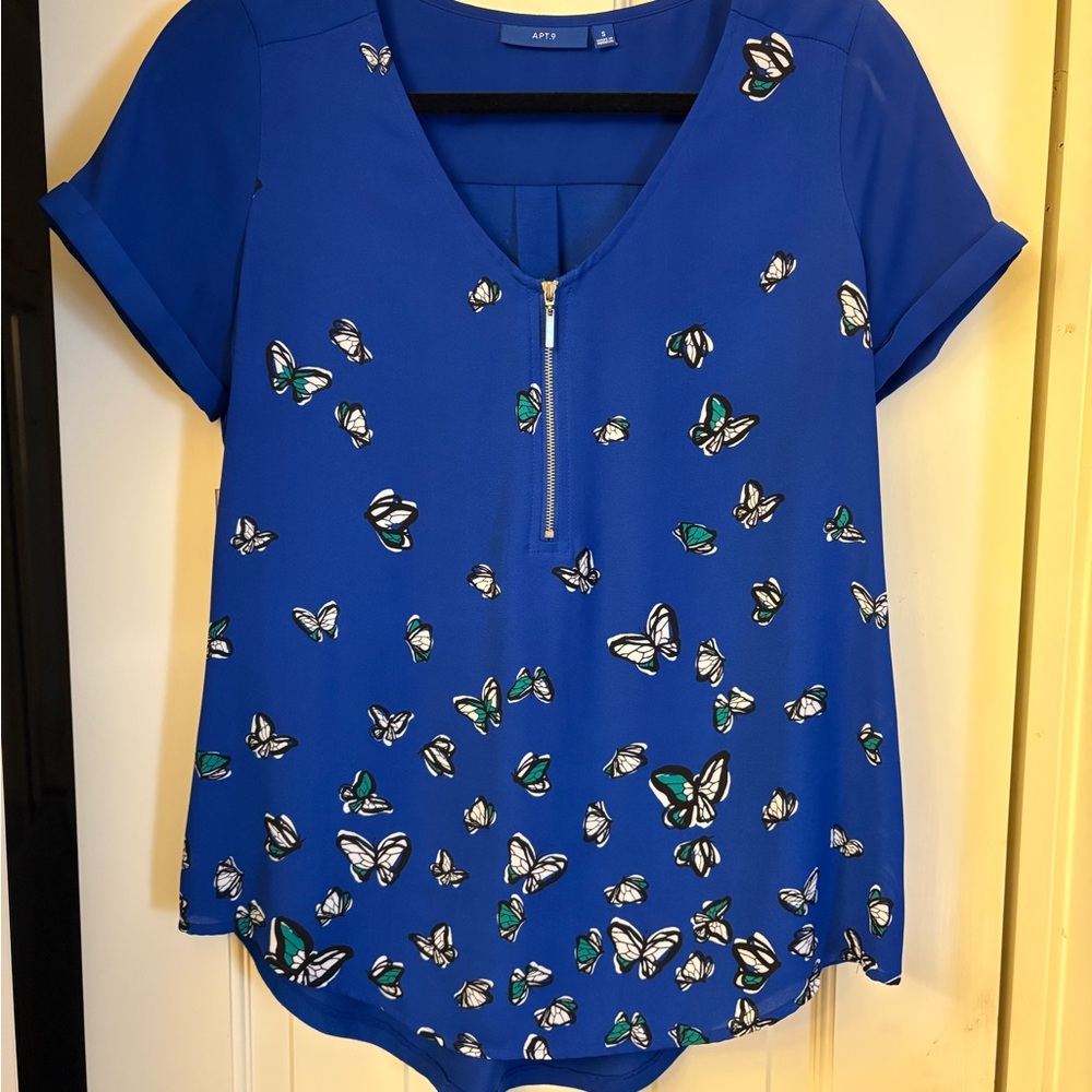 Apt. 9 Blue Butterfly Print Blouse